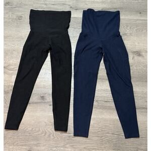 Beyond Yoga Beyond The Bump Maternity Leggings Lot Of 2 XS Blue Black Pockets